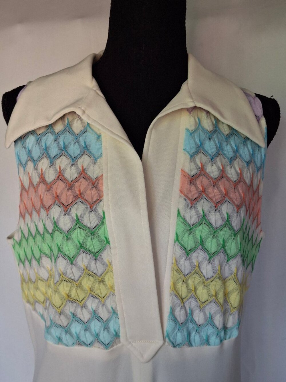 Vintage JC Penney's Maxi Dress & Cardigan with Pastel Rainbow Chevron Pattern - Picture 5 of 8
